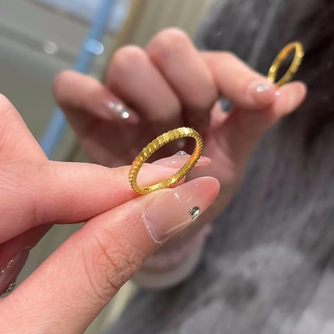 足金鱼鳞戒简约高级百搭