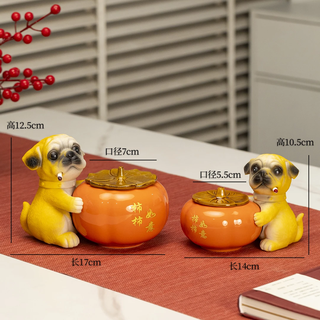 2025新款爆款网红柿柿如意防飞灰大号带盖烟灰缸家用客厅高档灰缸