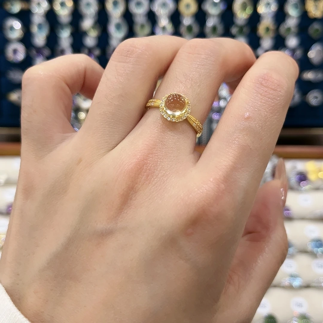 黄晶戒指银S925镶嵌戒指