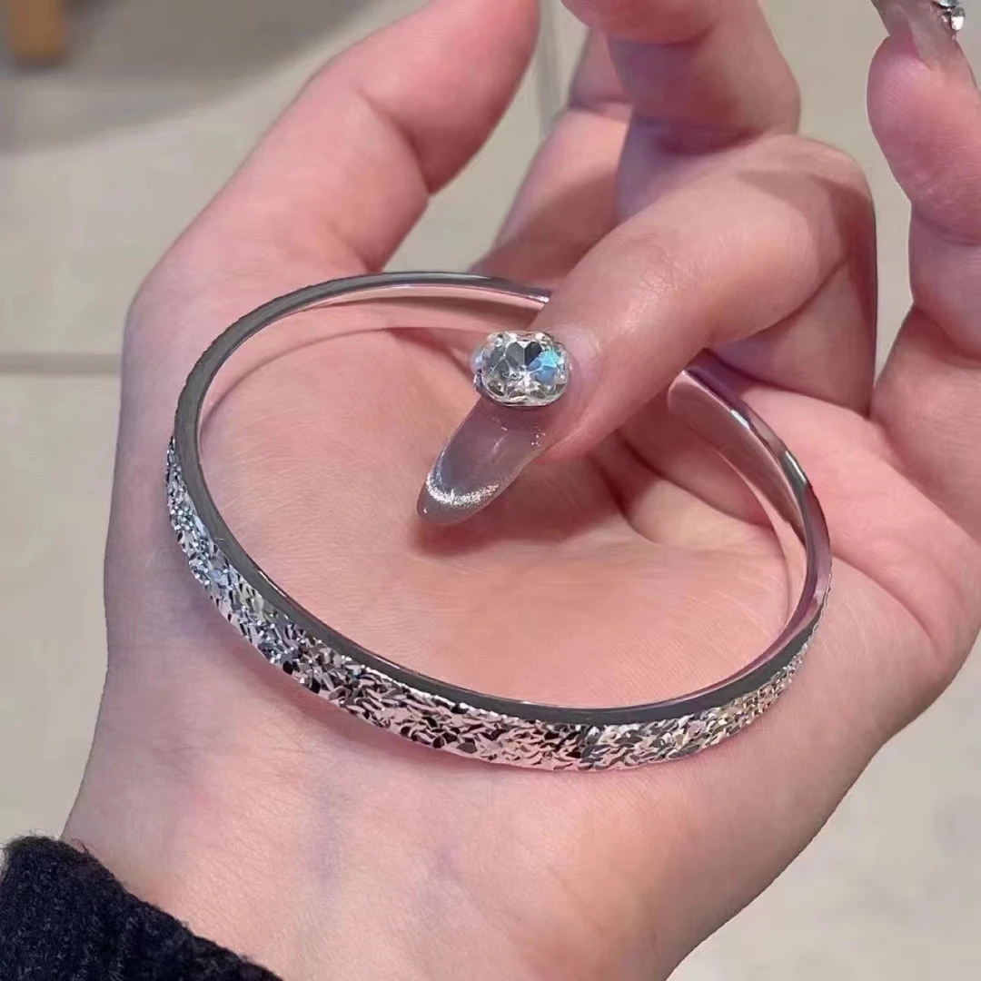 足银手镯 999.9 【37】22g 手工碎冰冰轻奢时尚百搭手镯