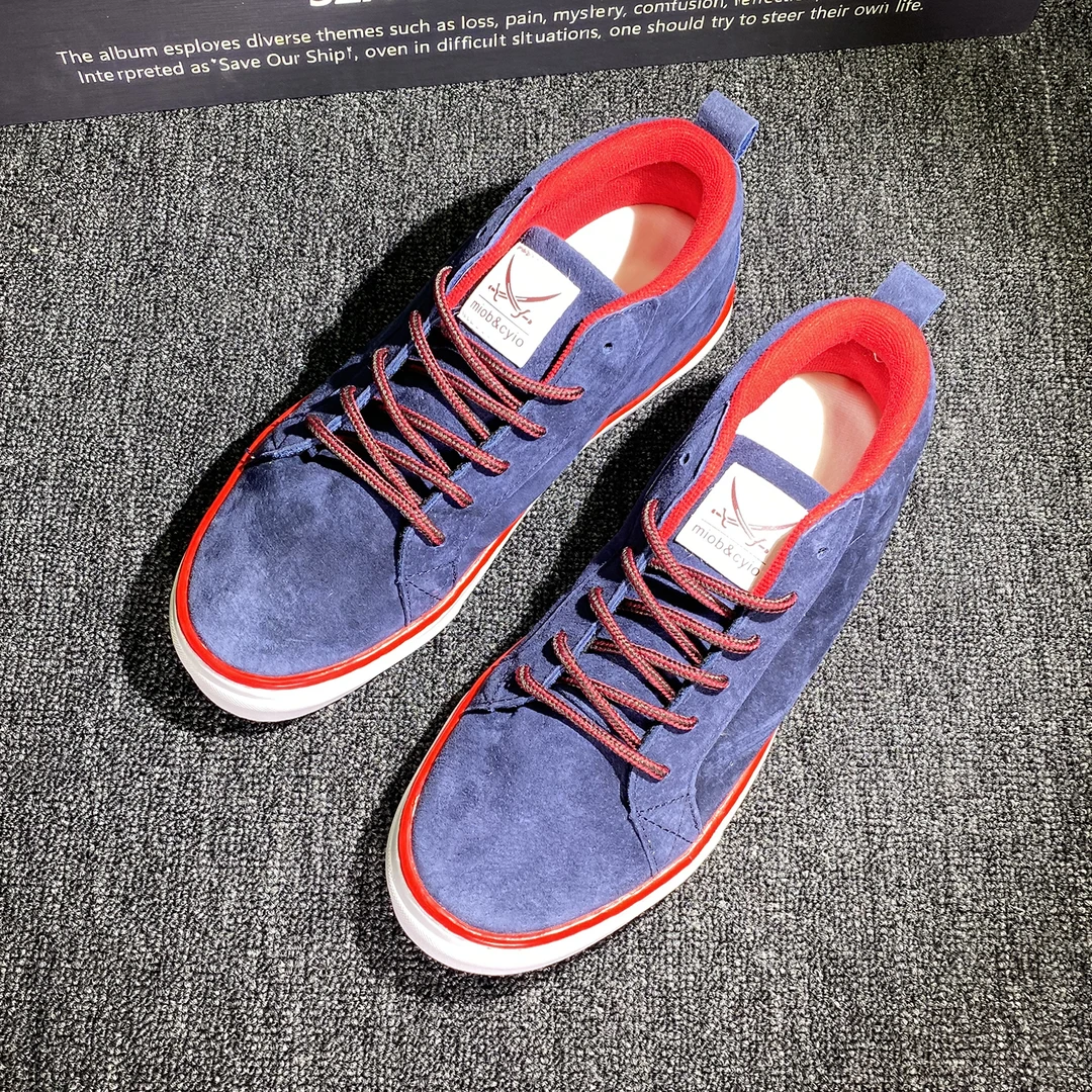 情侣款帆布鞋大码鞋子男款潮流时尚百搭透气秋冬藏蓝色中帮板鞋男