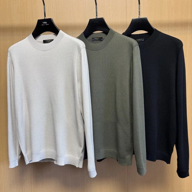 【1986高定】【高端绵羊毛】57312男士秋冬纯羊毛菠萝纹圆领长袖