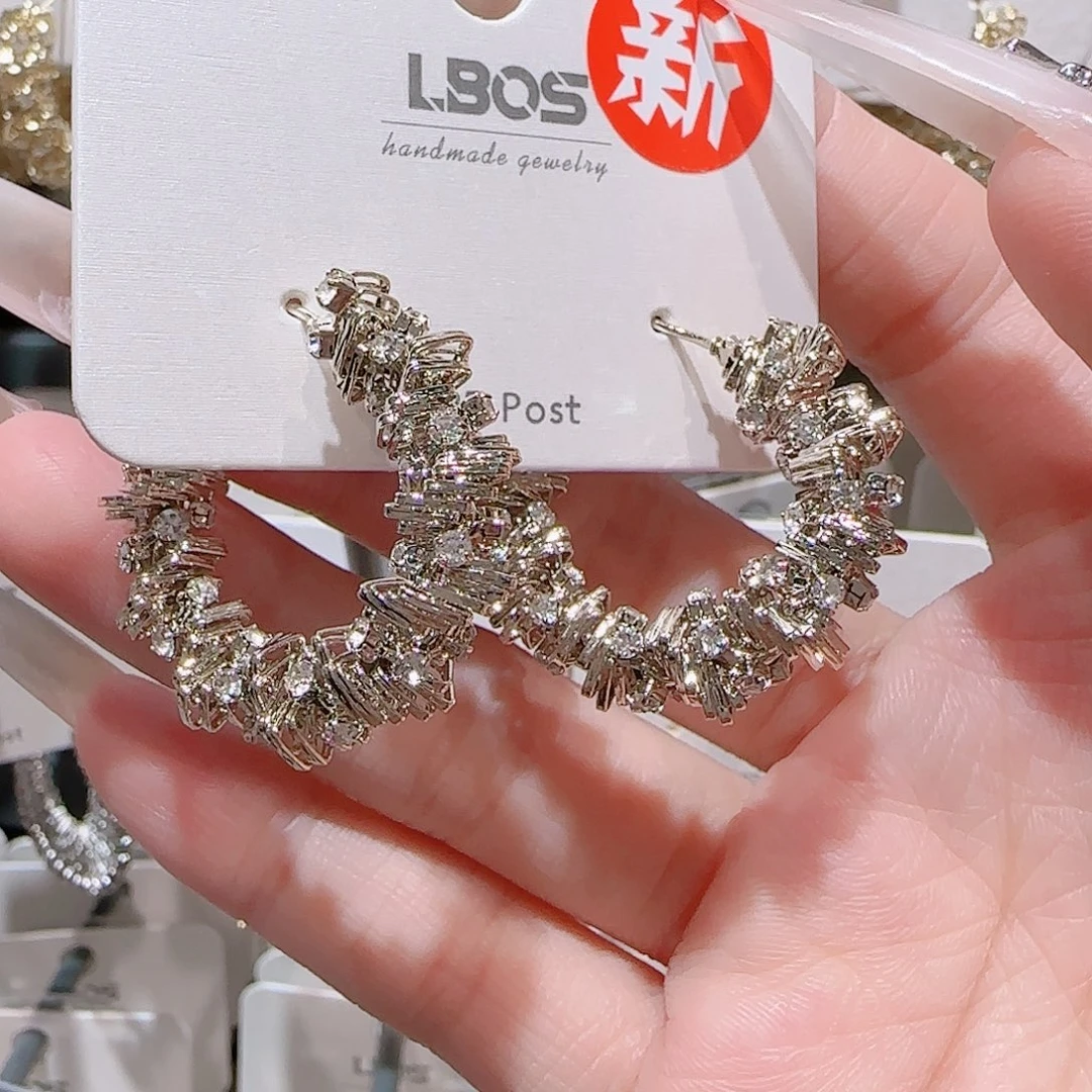 铜合金锆石925银耳环