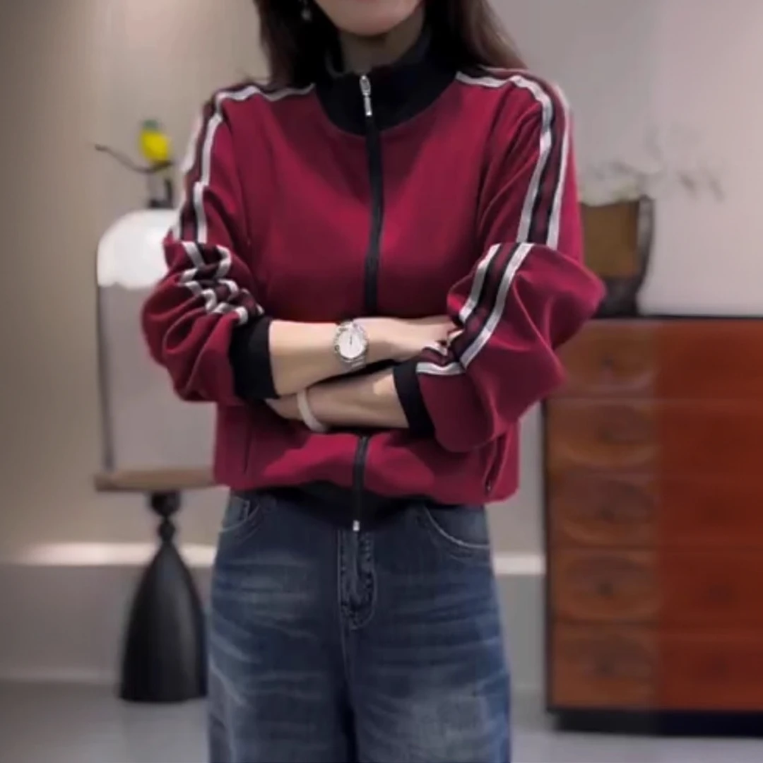 时尚大码短外套2025年秋季新款显瘦百搭拉链开衫休闲女士卫衣上衣