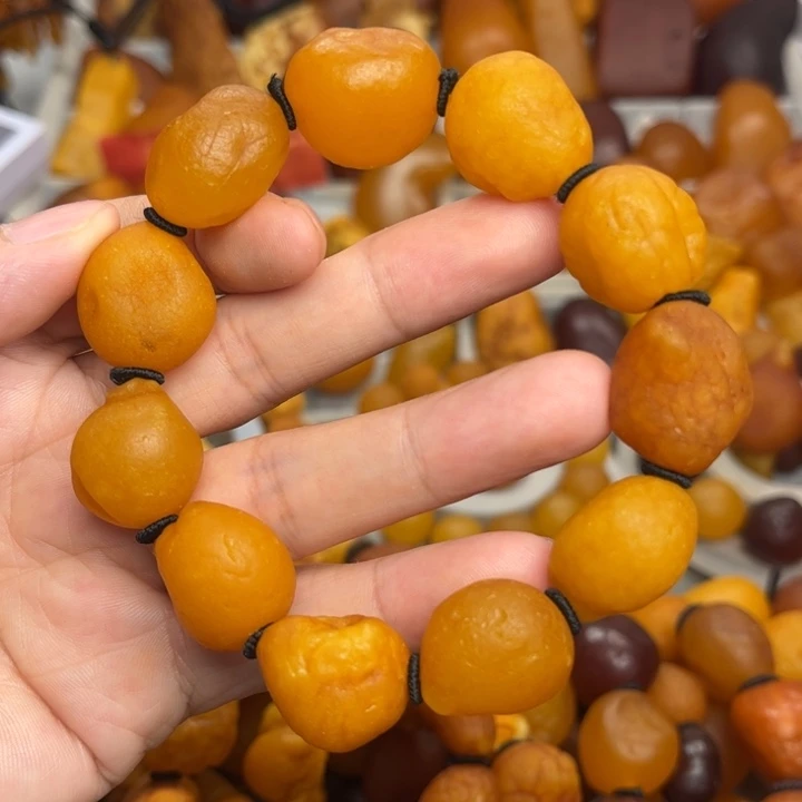 裸石琥珀未镶嵌天然蜜蜡手串