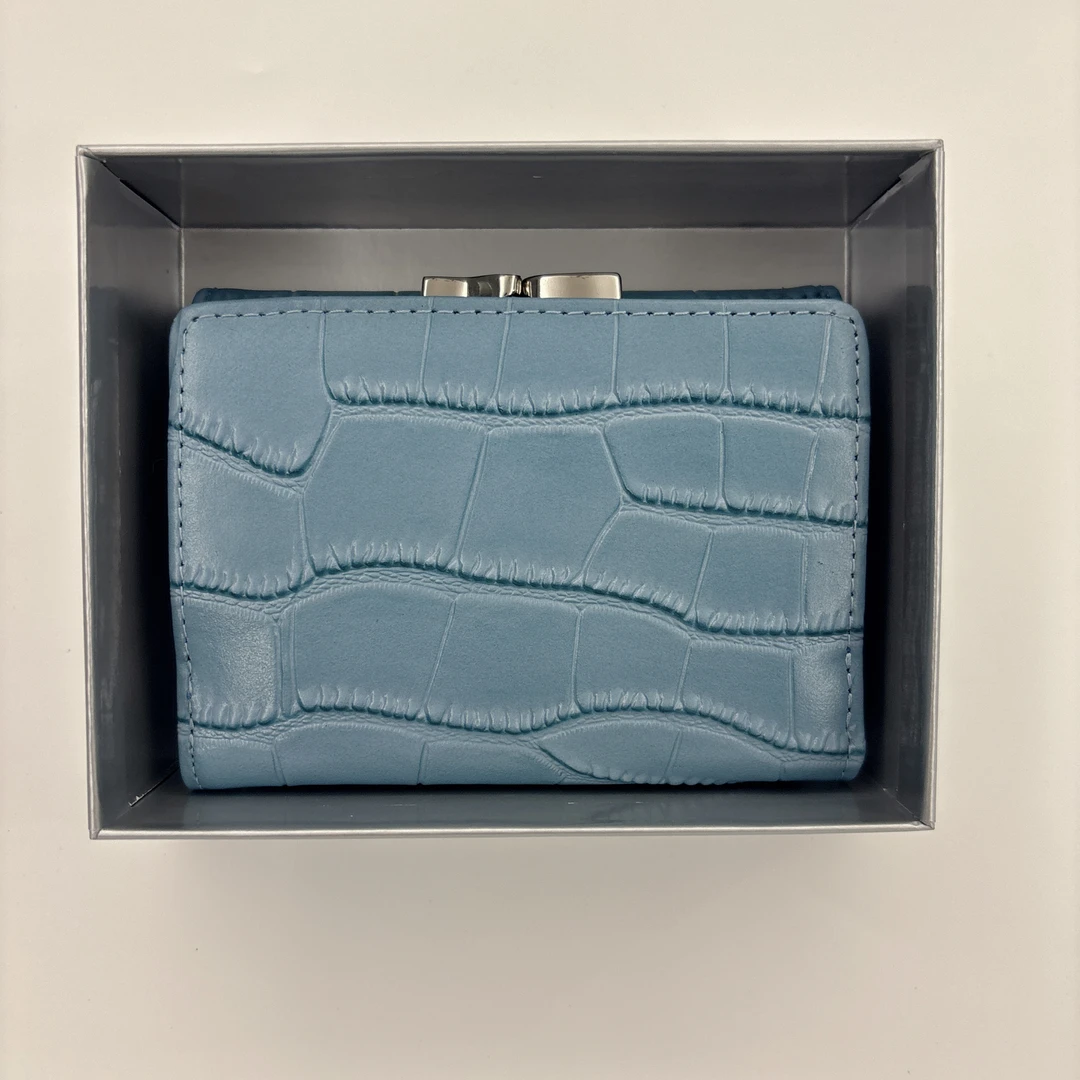 雾霾蓝鳄鱼纹卡包带礼盒【SEVEN】