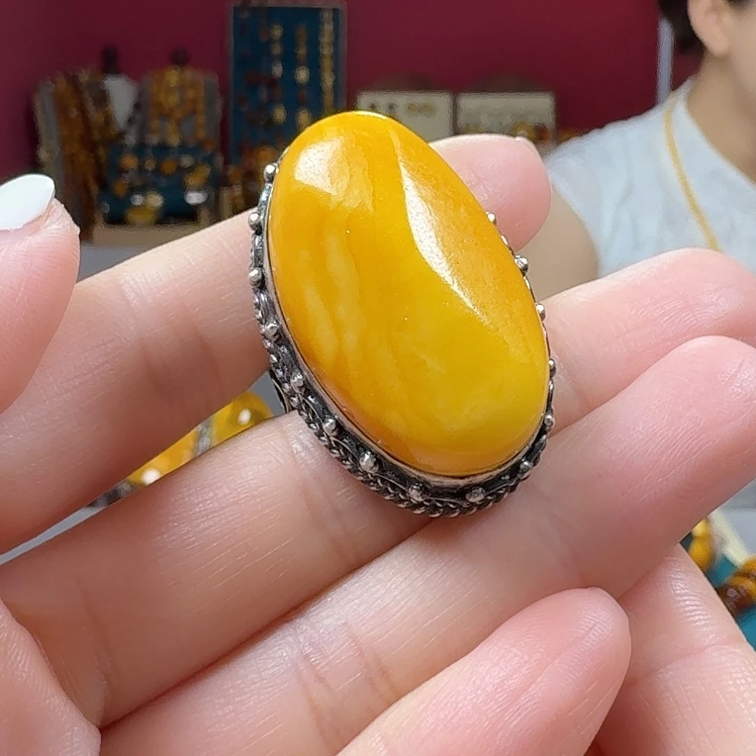 手链蜜蜡银S925镶嵌戒指