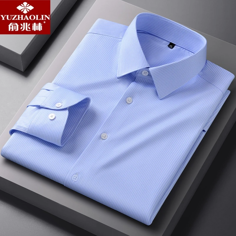 YUZHAOLIN/俞兆林衬衫男桑蚕丝长袖纯色商务宴会轻奢新款秋季衬衣