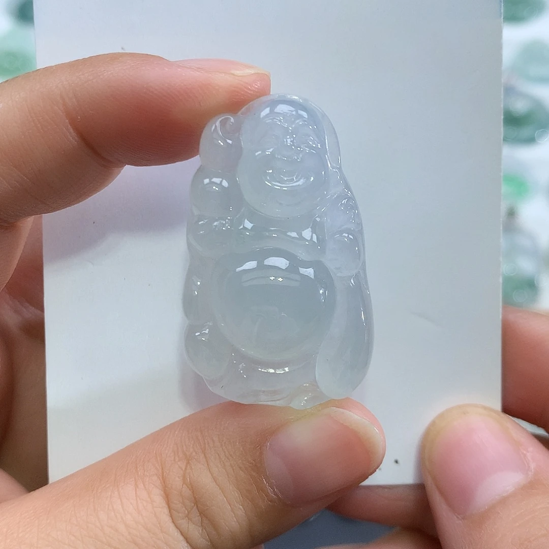 翡翠未镶嵌颈饰布袋佛