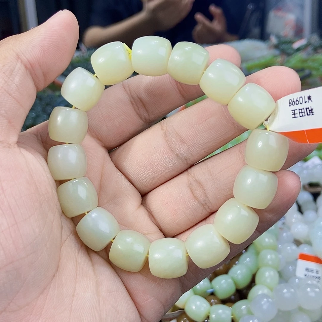 和田玉未镶嵌手串纯天然卡14且末白玉多样性发一