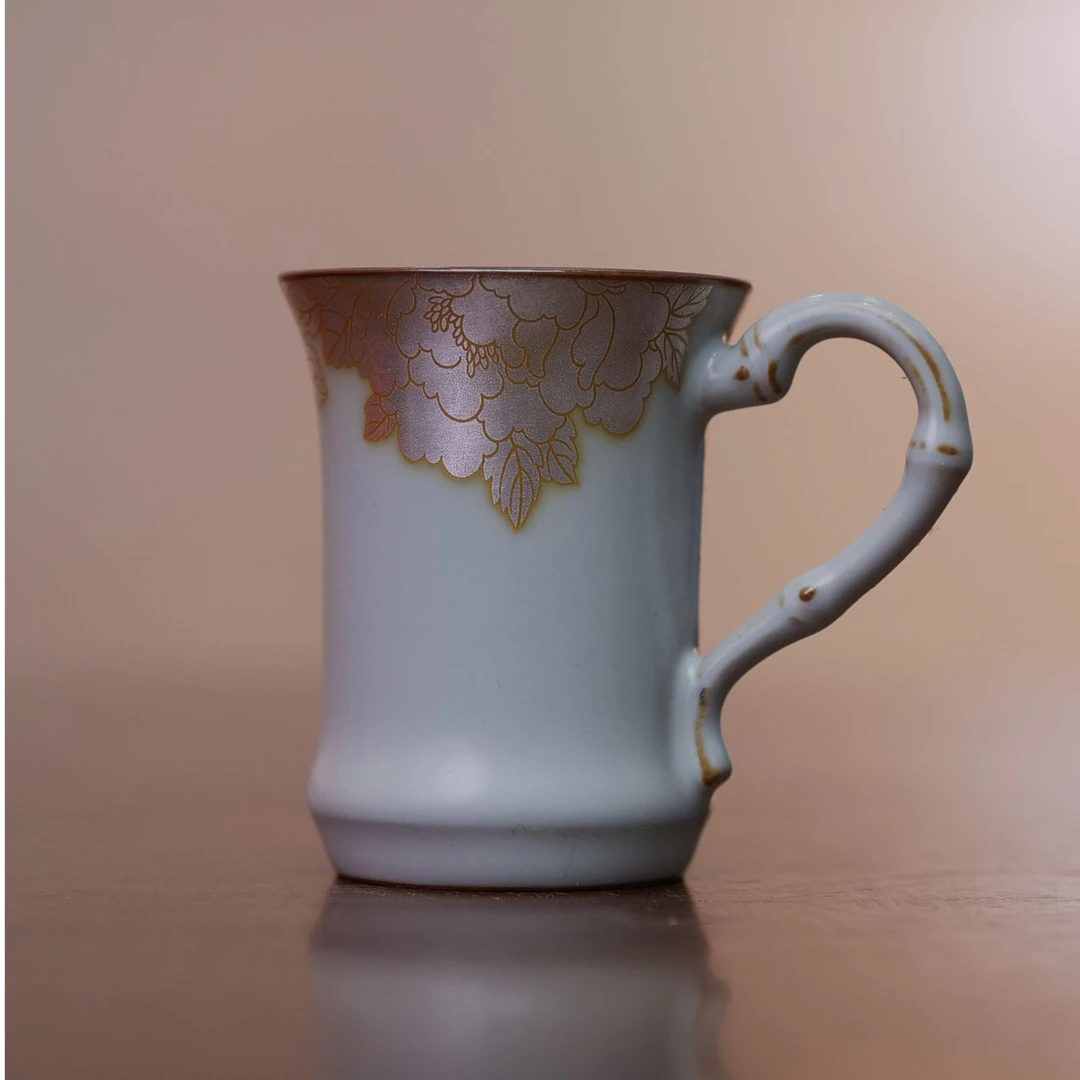 白地银牡丹咖啡杯@1479