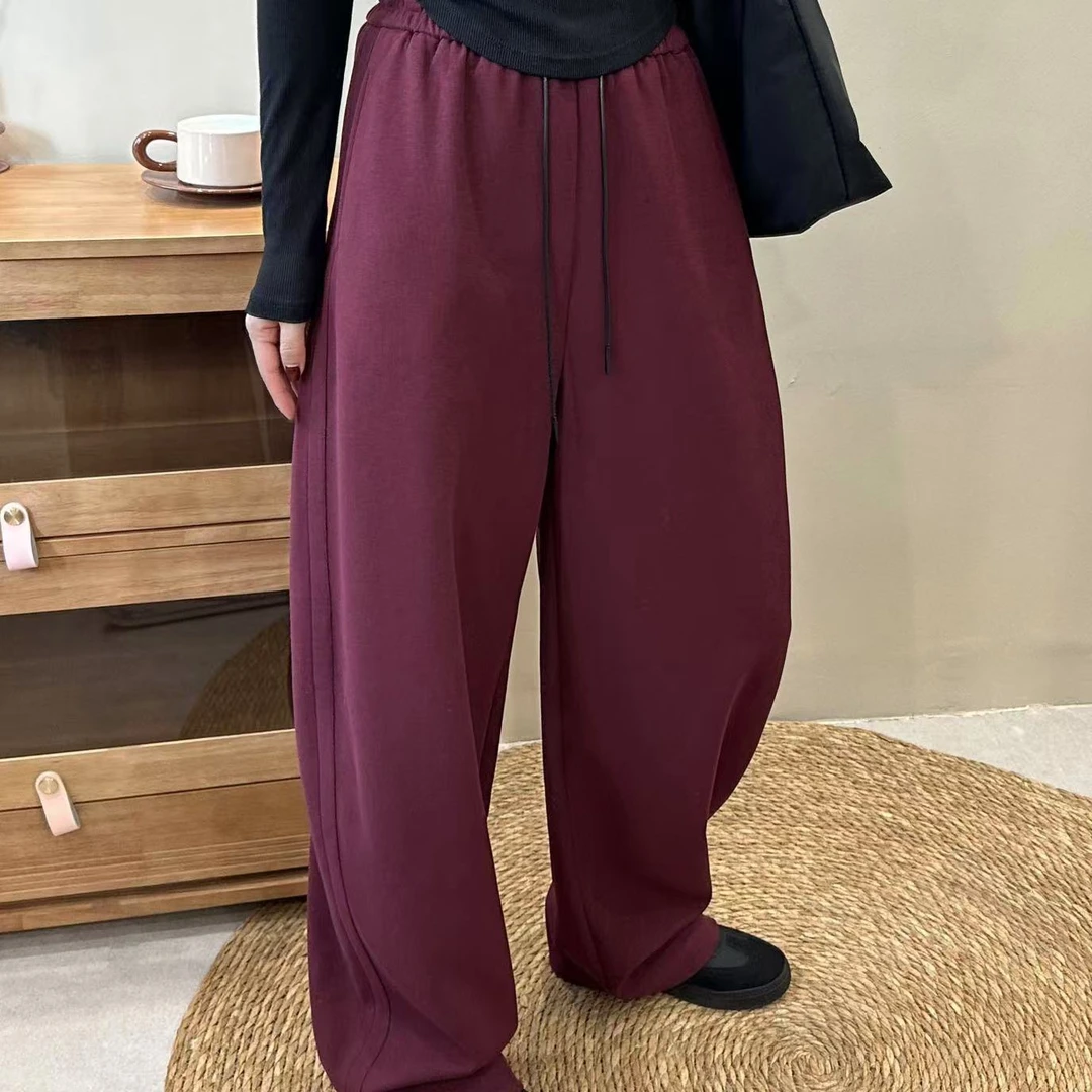 113-8-24165-1新款抽绳松紧腰宽松弯刀休闲裤卫裤阔腿裤 XXK/0104