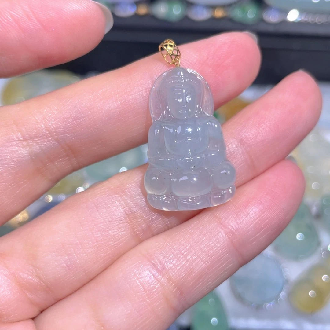 颈饰18K金镶嵌翡翠翡翠