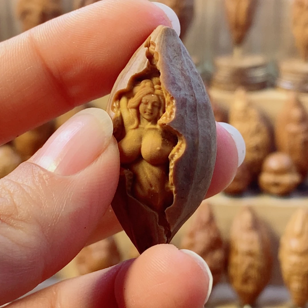 橄榄核手串/手链?双面原皮美女