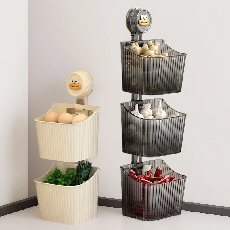 厨房吸盘葱姜蒜收纳盒壁挂置物架免打孔大蒜生姜收纳神器收纳挂架