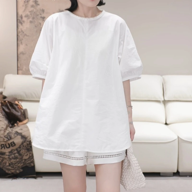 2025夏季新款衬衫宽松女布套头娃娃衫上衣LK2504819