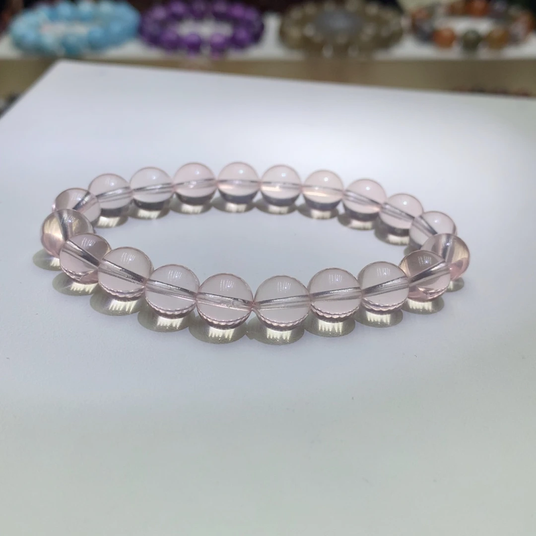 水晶手链未镶嵌冰菊粉9.2mm