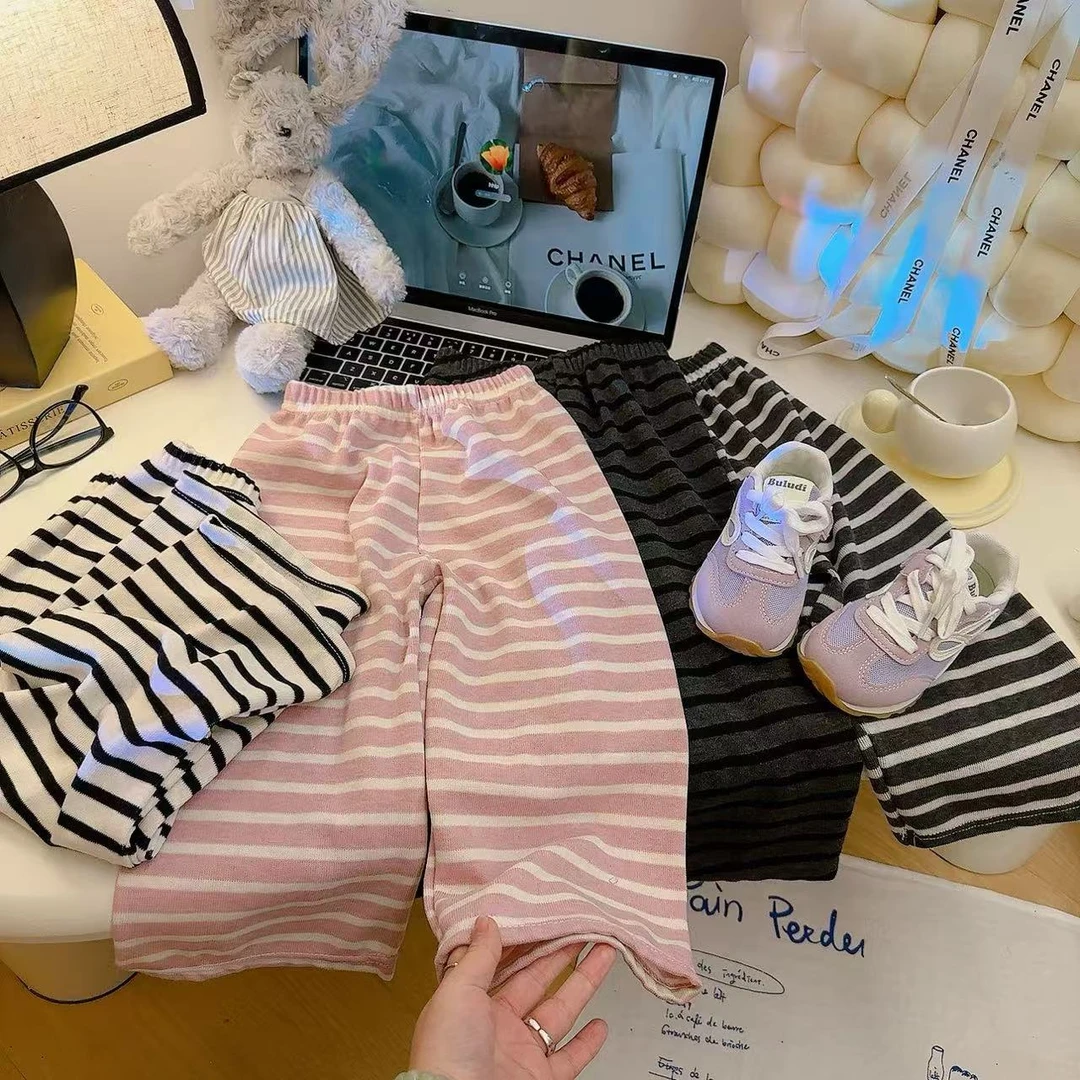 【春上新福利】儿童条纹裤子亲子春季休闲中大童长裤女童宽松阔腿