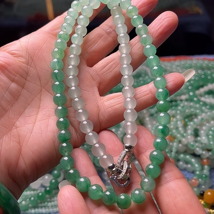 石英质玉合金项链74颗卡7.5渐变色