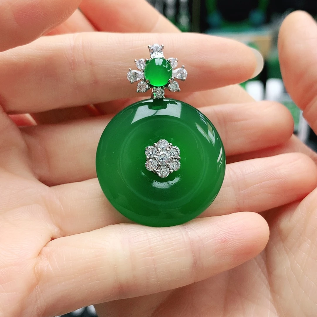 玛瑙/玉髓银S925镶嵌吊坠