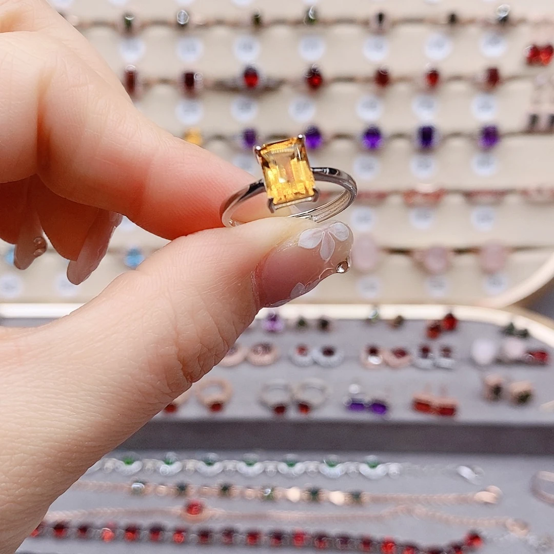水晶戒指银S925镶嵌戒指