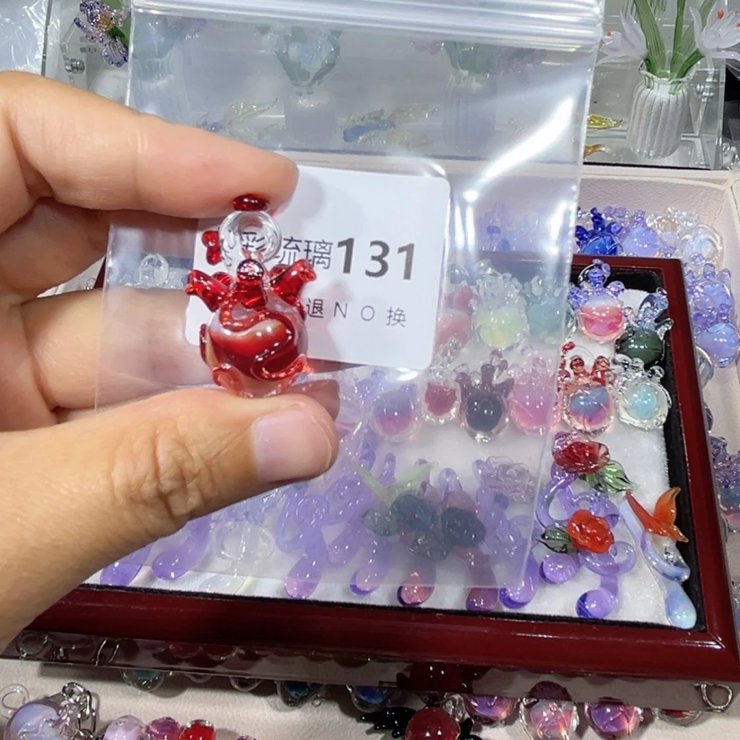 吊坠(不含链)琉璃131红色心脏