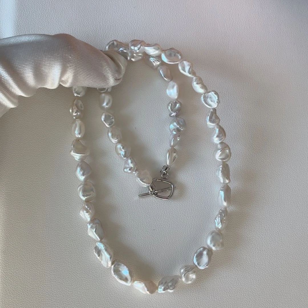 项链银S925镶嵌淡水珍珠