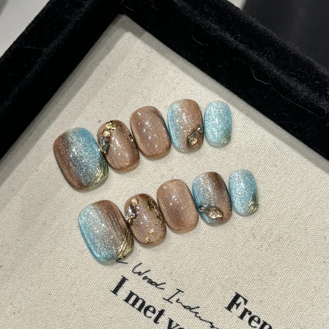 高级感穿戴甲新款【蔚蓝海岸】高级感手作穿戴美春夏氛围工厂成