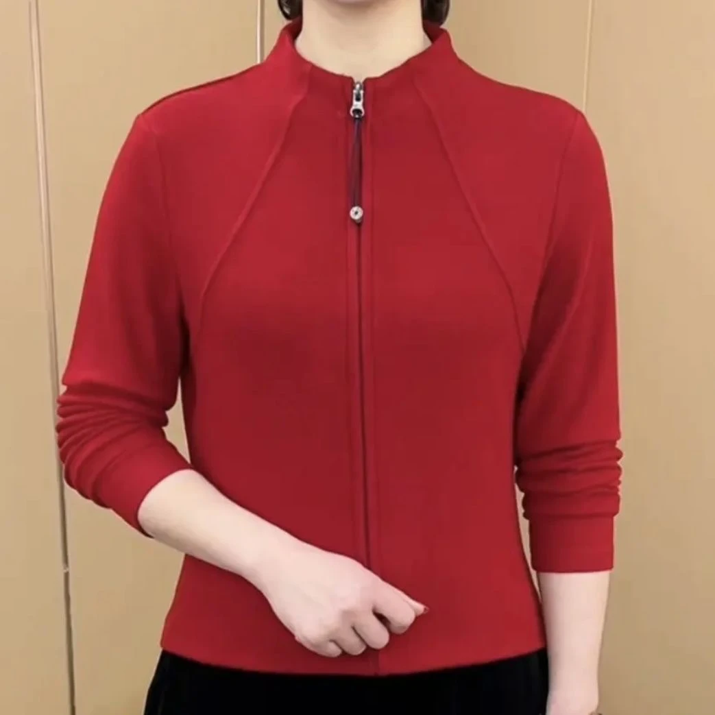 2025春季新款时尚气质减龄显瘦百搭长袖双拉链遮肉保暖上衣外搭女