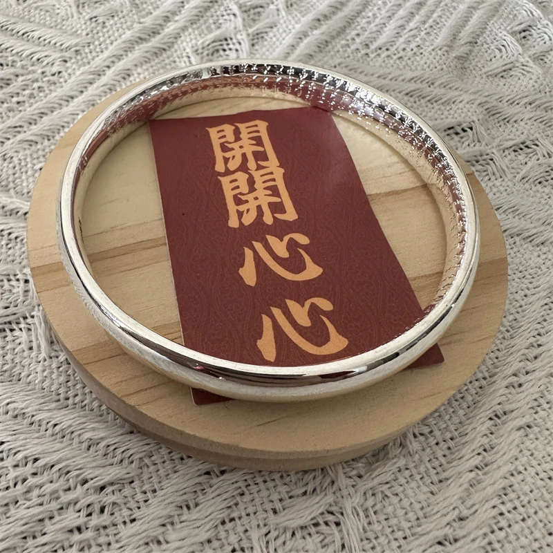 足银银制品 T02经典素圈亮面手镯闭口款