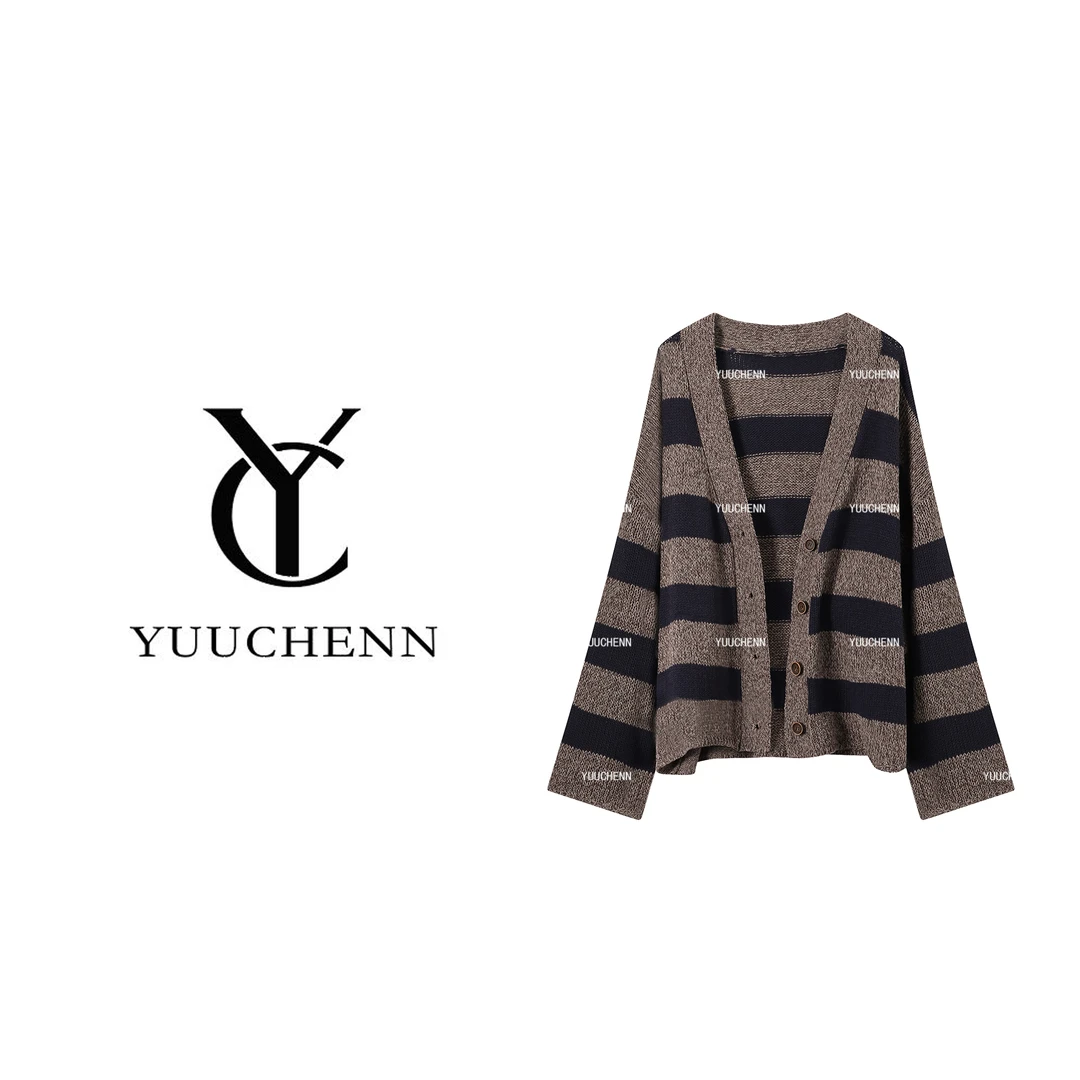 YUUCHENN 条纹针织开衫外套女休闲百搭上衣JYY-C399