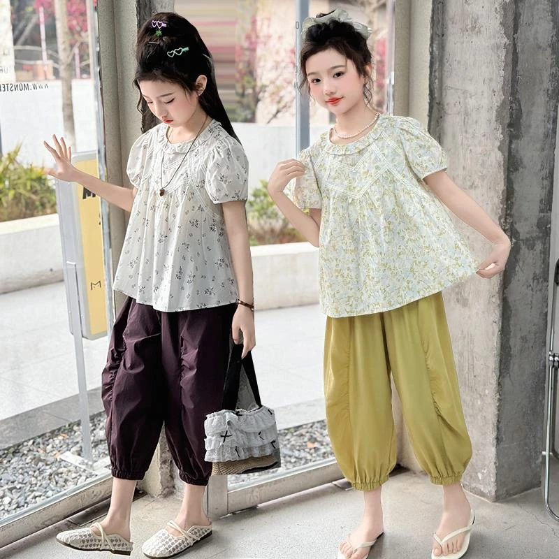 女童套装夏季2025新款大童女孩洋气时髦儿童背心阔腿裤夏天两件套