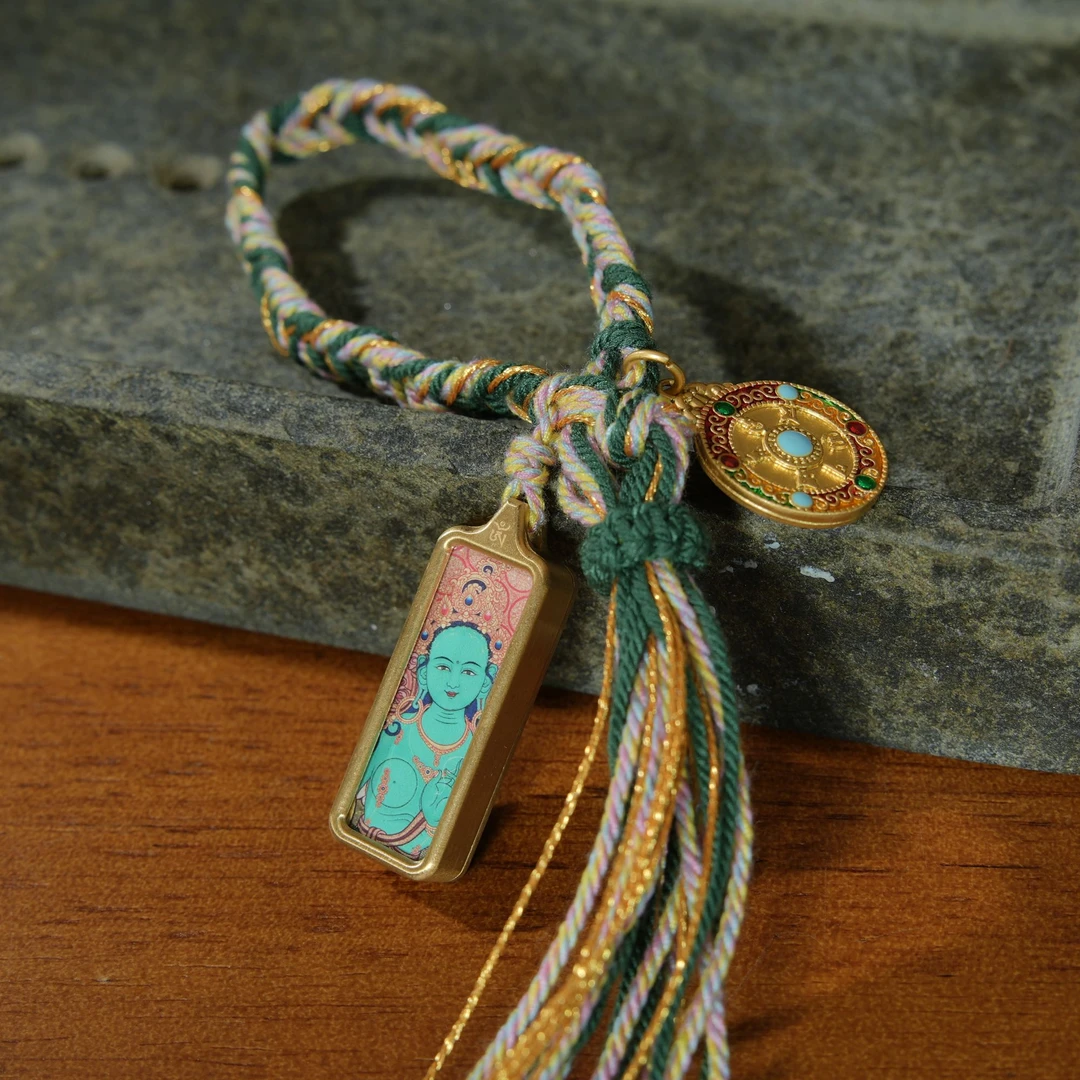 民族风原创设计款DIY绿度母挂件G30840