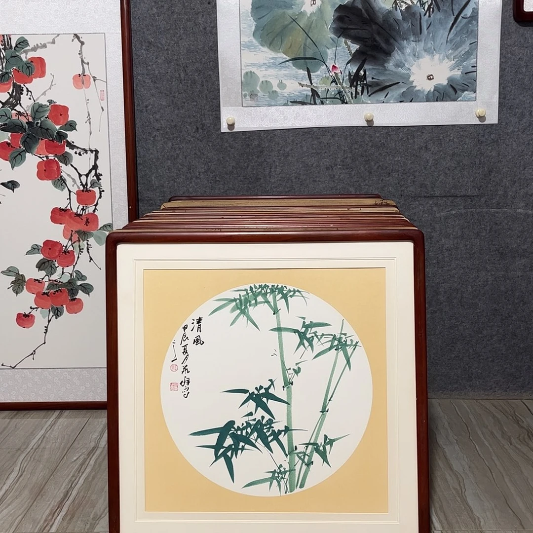 国画书画作品带框63×63