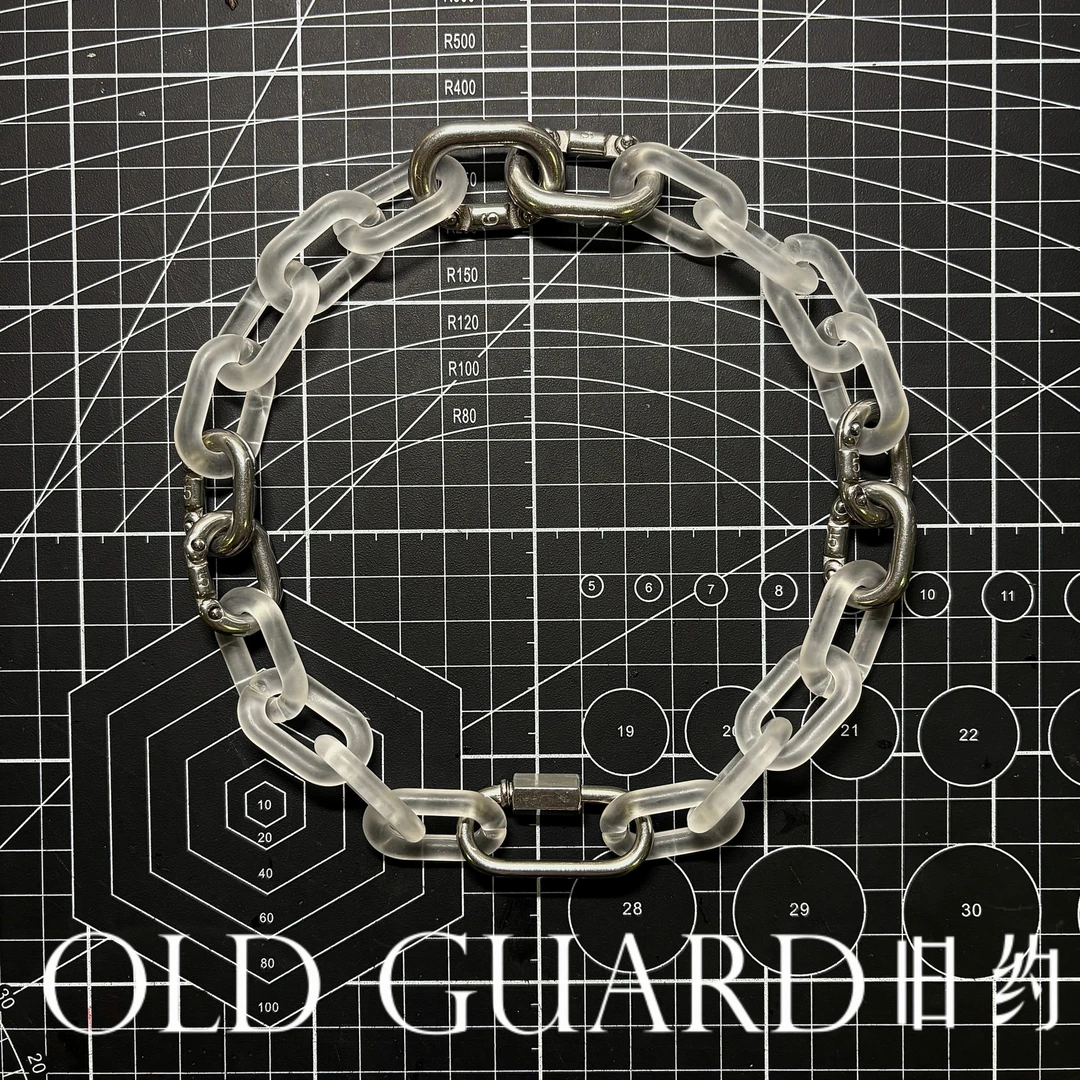不锈钢亚克力项链 OLDGUARD旧约磨砂空气感男士项链赛博工业风