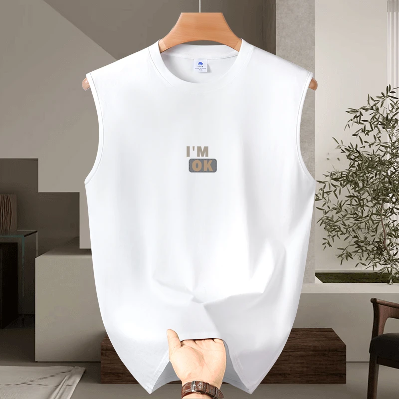 2025夏季圆领无袖t恤男士纯棉背心透气潮流休闲情侣运动健身打底