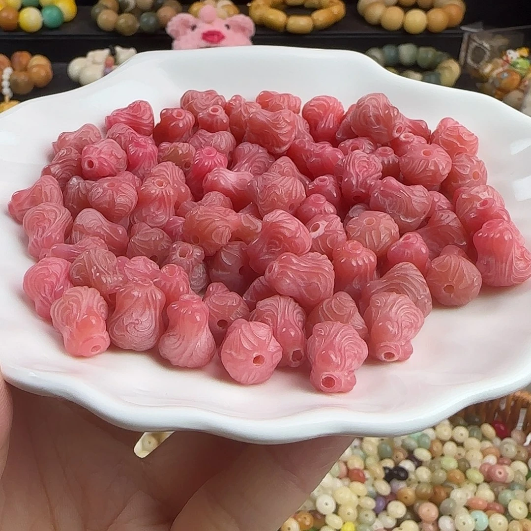 菩提根/象牙果手串卡12粉白菜100颗