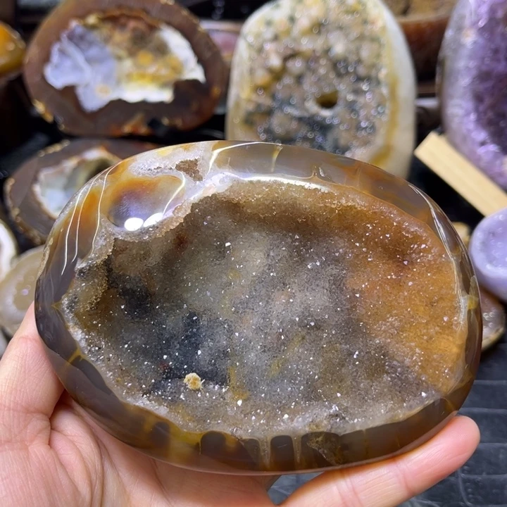 珠宝半成品水晶未镶嵌彩晶花盘