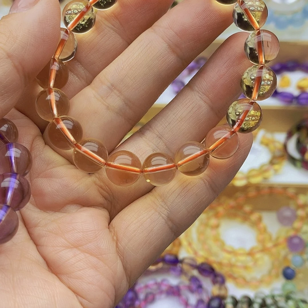 手链水晶未镶嵌天然巴西暴力黄10mm