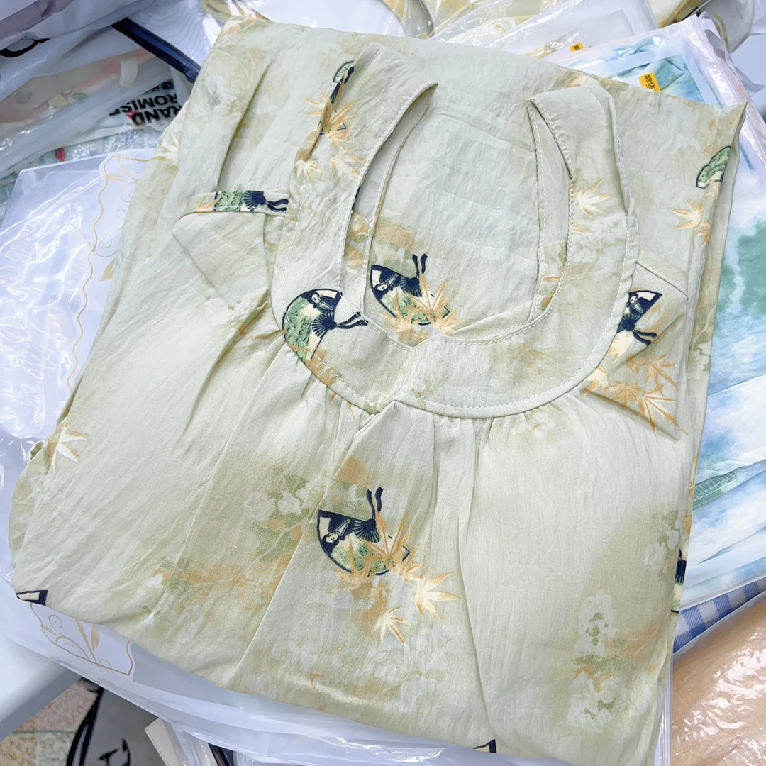 【R781】夏季清凉一夏美人扇子吊带睡裙+胸垫