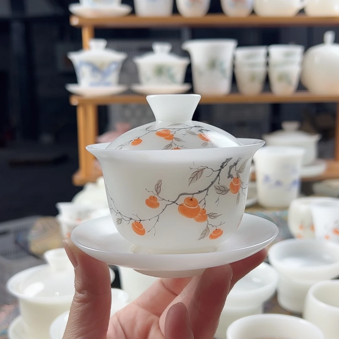 素烧璞玉元宝盖碗满容o150ml盖下120ml-事事如意