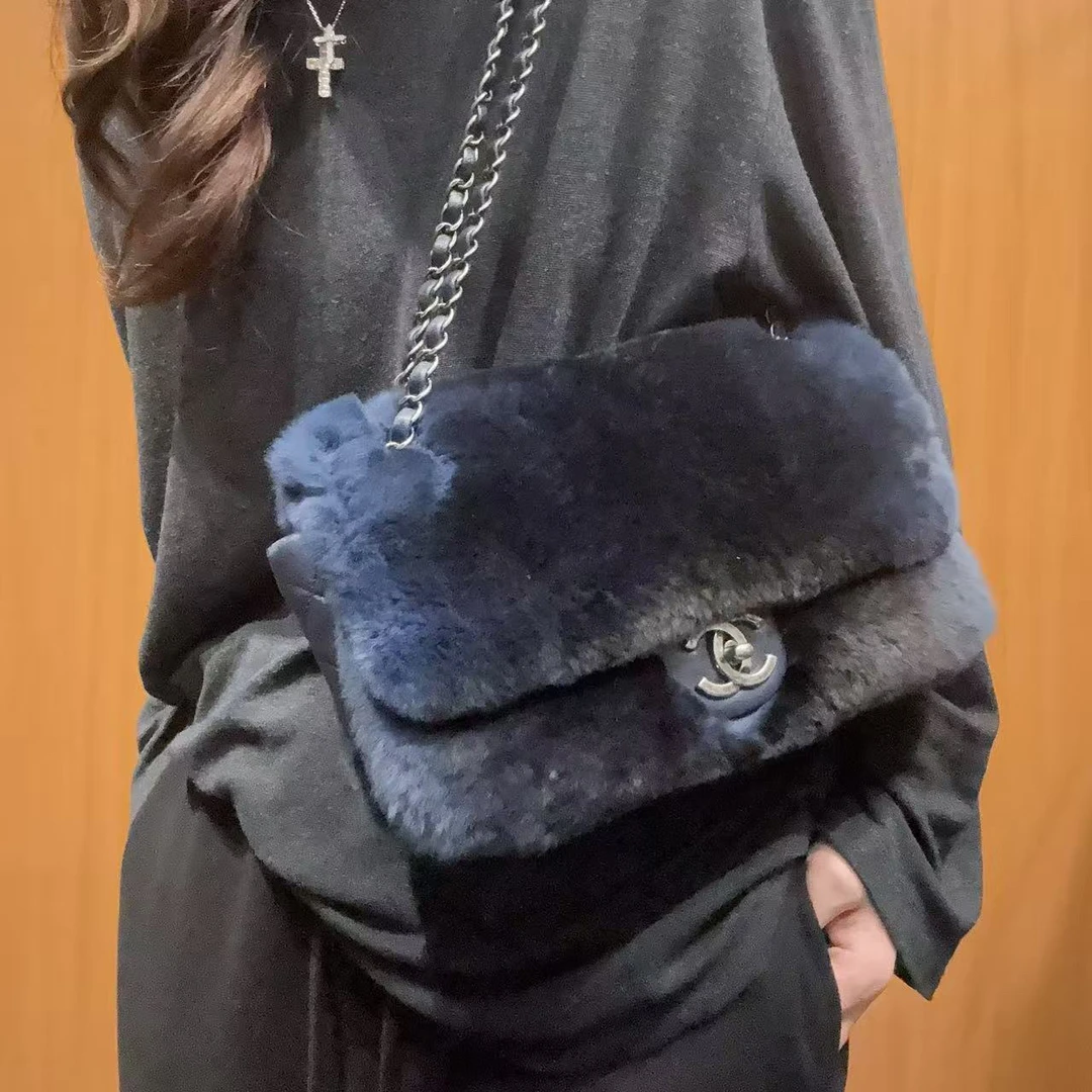 95新 Chanel/香奈儿 【蕾】 87 09179 兔毛CF包