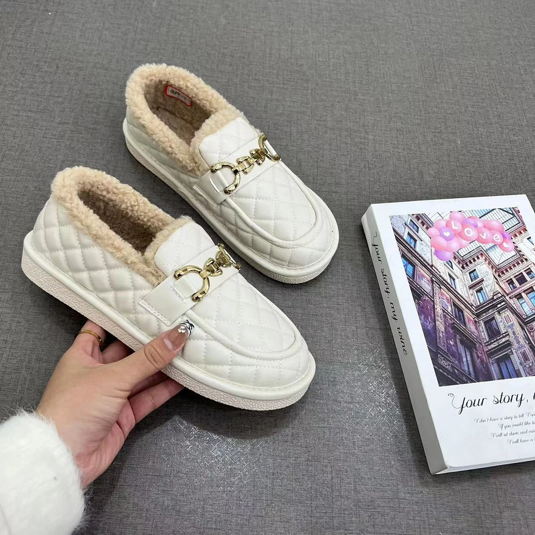 泰迪毛软底一脚蹬豆豆鞋1619-7