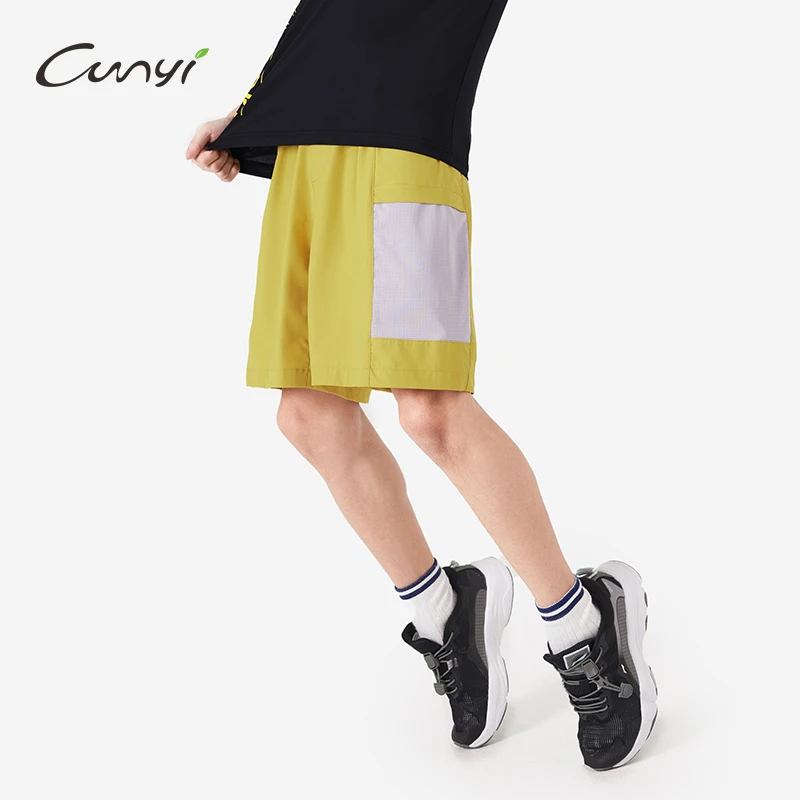 纯一良品童装儿童吸湿透气运动短裤2025夏季中大童撞色拼接五分裤