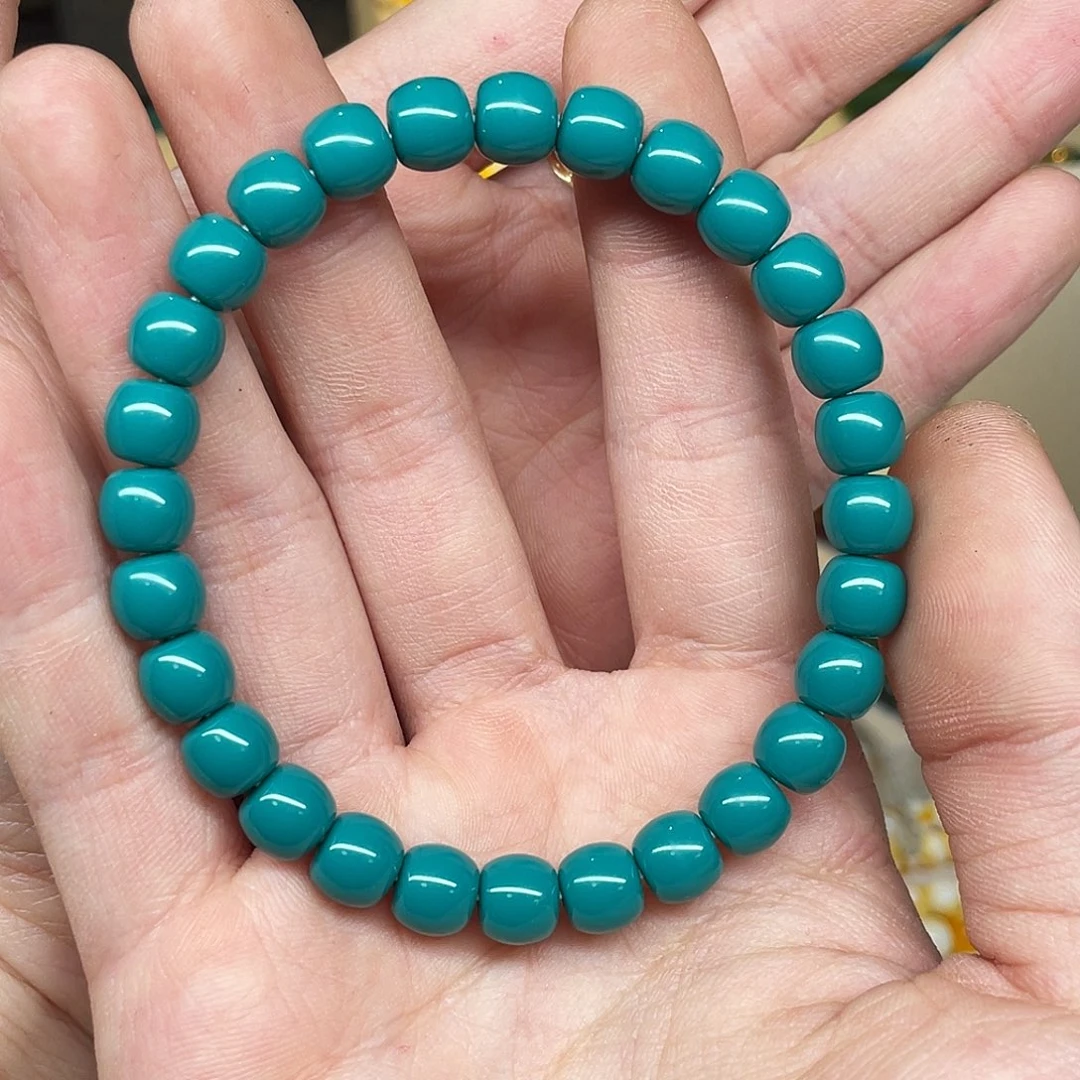 玻璃DIY8mm蓝绿手串