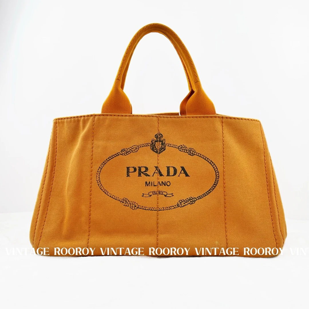 95新 Prada/普拉达 沙滩包 橙色 帆布 手提包/3075