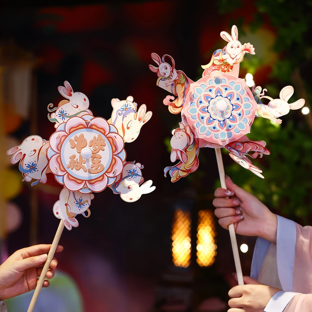 中秋节灯笼儿童手工diy材料包宫灯 2025新款国庆户外手提风车花灯