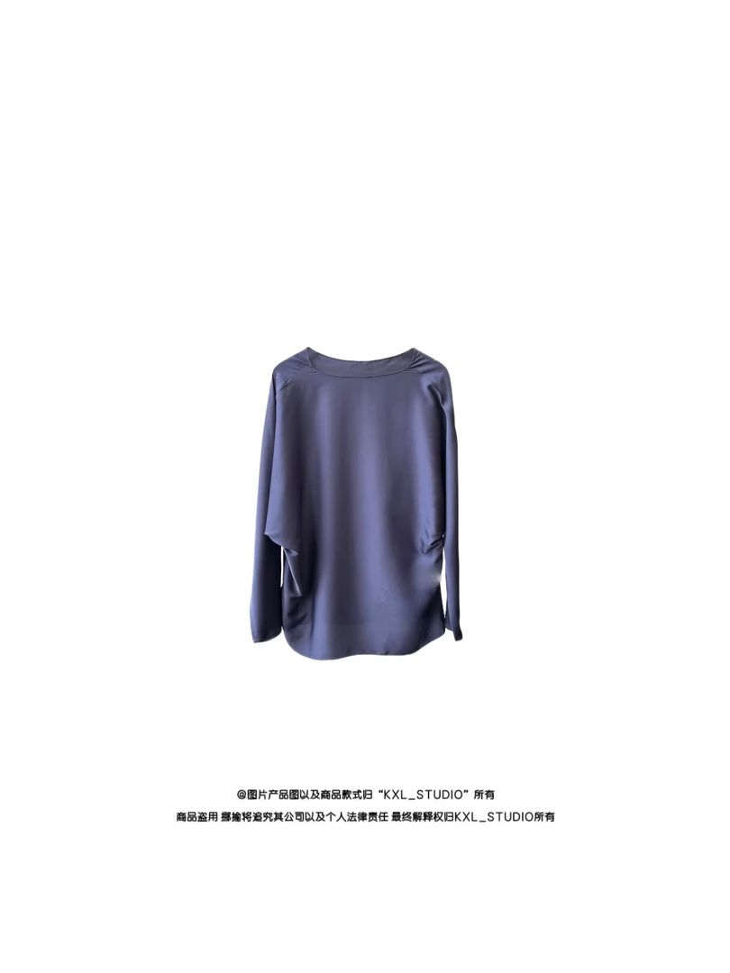 KXL-STUDIO 重磅28姆米弹力双乔其纱荡领上衣50506