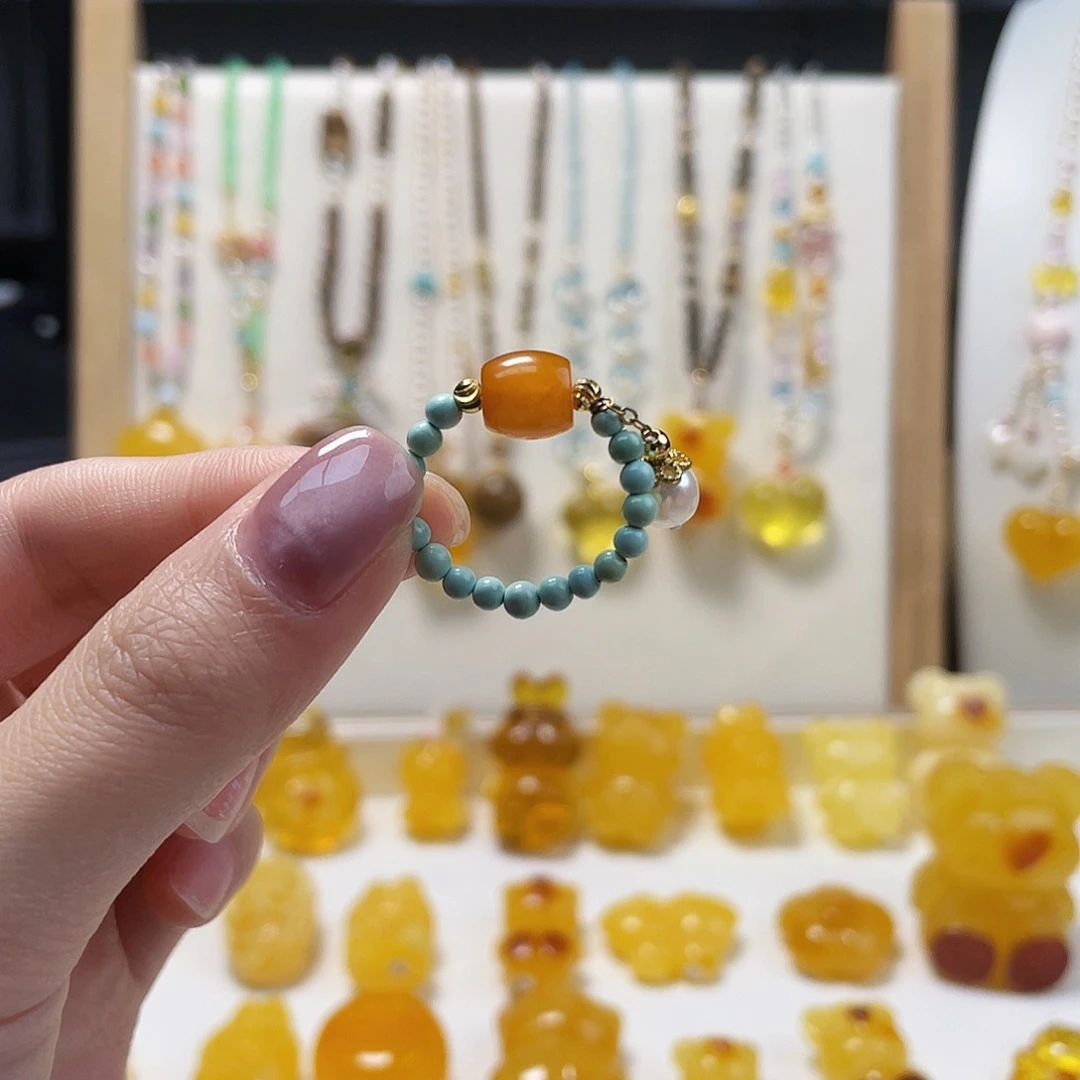 蜜蜡未镶嵌裸石蜜蜡戒指