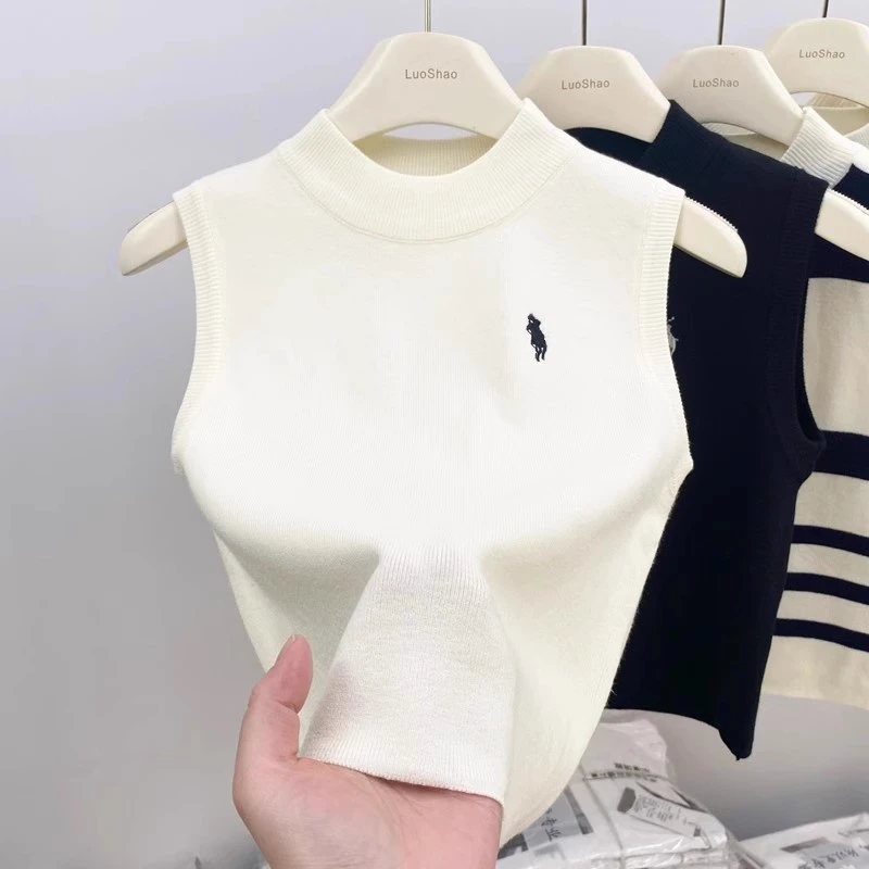 吊带无袖背心女夏季2025新款工字针织冰丝短款外穿打底内搭上衣潮